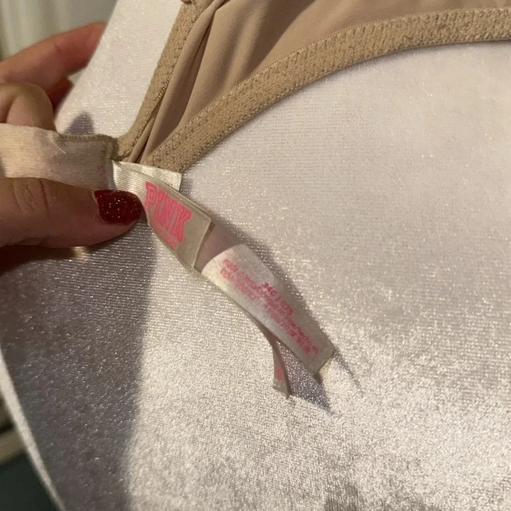 beige Victoria's Secret PINK wear everywhere push up bra size 34C